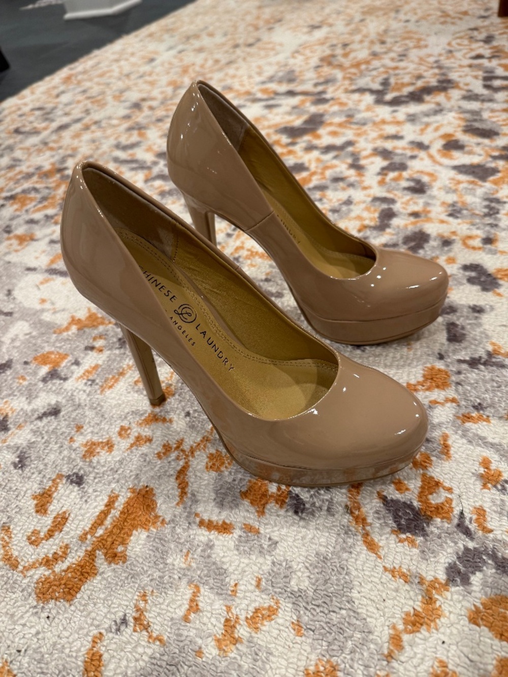 Chinese Laundry Nude Patent Platform Pumps